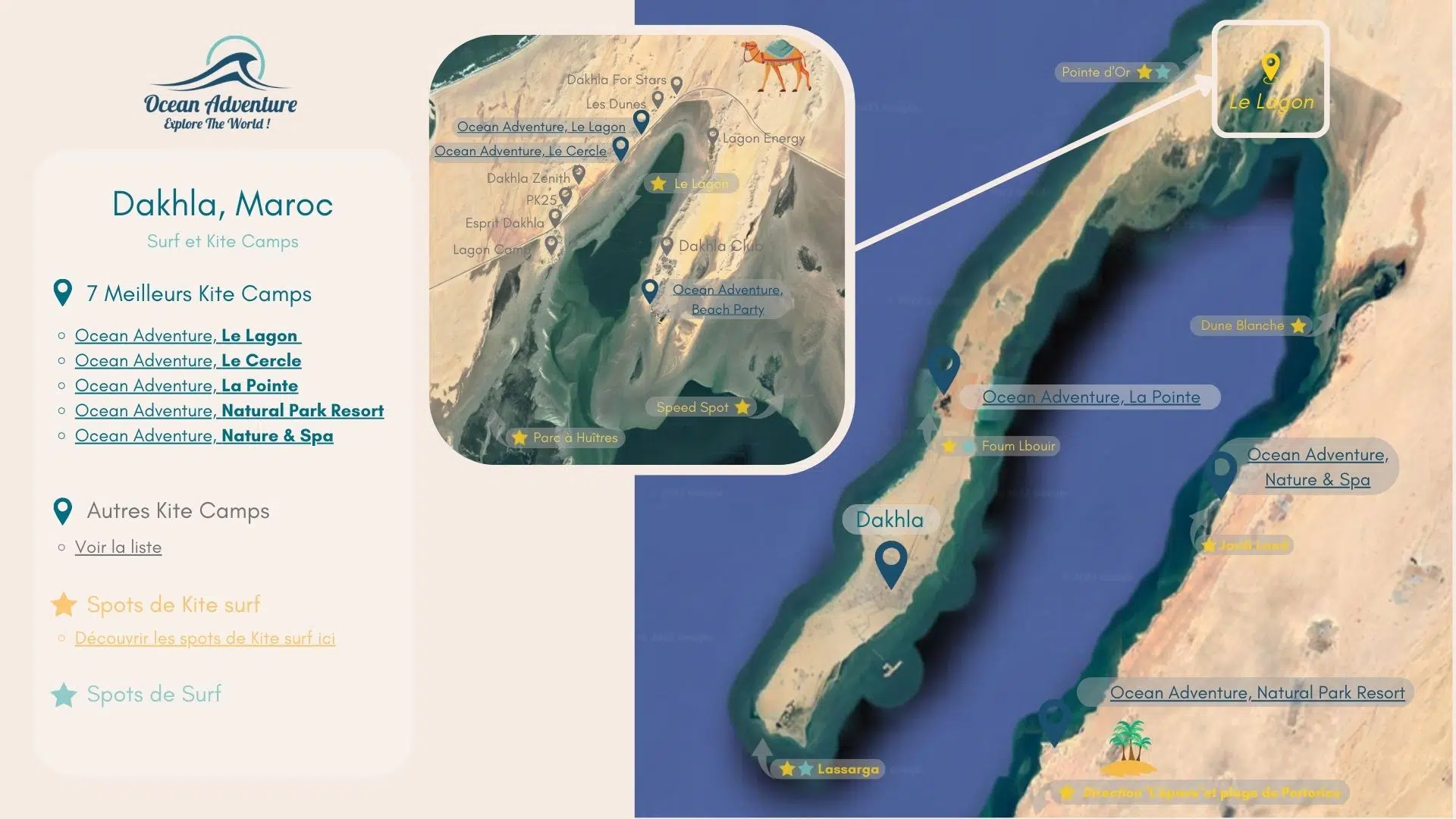 Village de Dakhla - Carte des spots kitesurf
