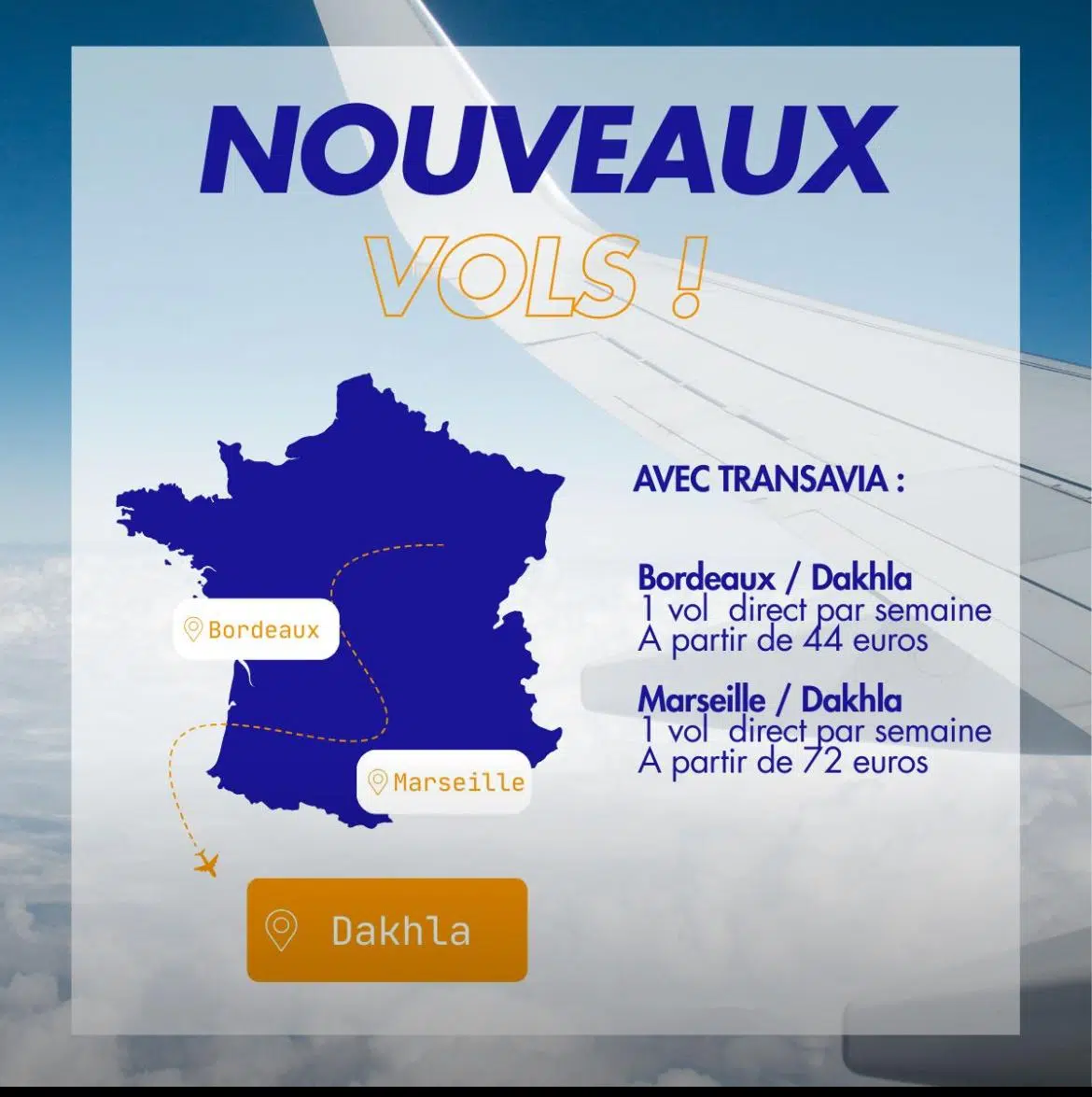 Nouveaux vols directs vers Dakhla - Transavia